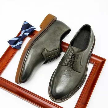 Hechos a mano de italiano para Hombre Zapatos de Vestir de Cuero Genuino Verde negro Oxford, los Hombres Zapatos de la Boda de Fiesta de Toda la Corte Formal de Zapatos para Hombres