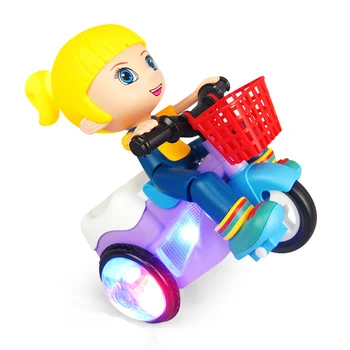 Los niños de Juguete de Vehículos Eléctricos a los Niños Girar Truco Dinámica de Luz LED Triciclo Modelo de Juguetes de Regalo de Navidad Para Niño Niña