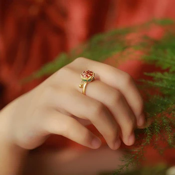 Nueva plata 925 nuevo esmalte no incrustaciones anillo de estilo Chino retro elegante encanto de las mujeres de lujo de la joyería de la marca