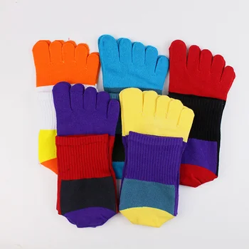 VERÍDICA Deporte de los Cinco Dedos Calcetines de Compresión Colorido de las Modas de los Jóvenes Anti-Bacterianas Transpirable Vestido Calcetines Con Dedos de los pies de la UE 38-44