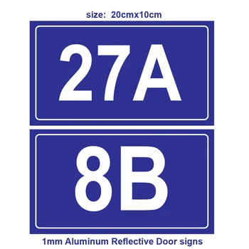 Reflexivo de la Puerta de Signo de Número Personalizados de 1 mm Con Impresión ULTRAVIOLETA de la Puerta de Placas de Número de la Casa de Aleación de Aluminio de 20x10cm Envío de la Gota