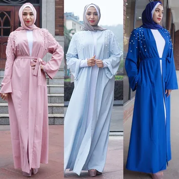 La moda Abaya arabia saudita abaya para las mujeres musulmanas vestidos con cinturón de hiyab vestido de túnica musulmane longue baju musulmán wanita