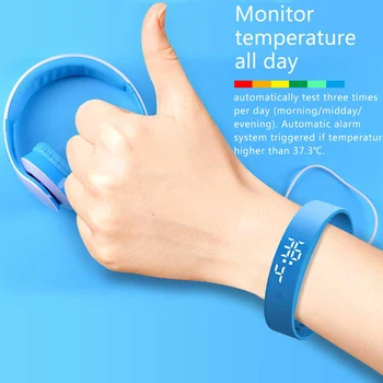 Smart Pulsera de Medición de la Temperatura de la Fiebre del Monitor de la Salud de la Aptitud de reloj Inteligente de la Pantalla LED Digital Reloj para Hombres, Mujeres y Niños