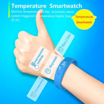 Smart Pulsera de Medición de la Temperatura de la Fiebre del Monitor de la Salud de la Aptitud de reloj Inteligente de la Pantalla LED Digital Reloj para Hombres, Mujeres y Niños