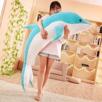 La nueva Gran delfín de peluche juguetes de peluche de animales del mar lindas muñecas de dientes suave para dormir almohada de navidad regalo de cumpleaños para niños