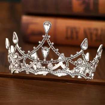 Vintage Estilo Barroco de la Boda de la Corona para Novia Noiva Bling Cristal Tiaras y Coronas, Diademas de diamantes de imitación para las Mujeres de la Joyería del Pelo