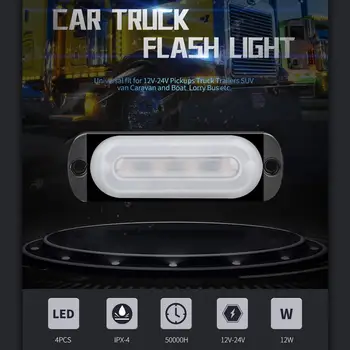 10Pcs Ámbar Blanco Coche Camión de 4 Led de Emergencia Advertencia de Flash Estroboscópico Kit de luces de Barra de