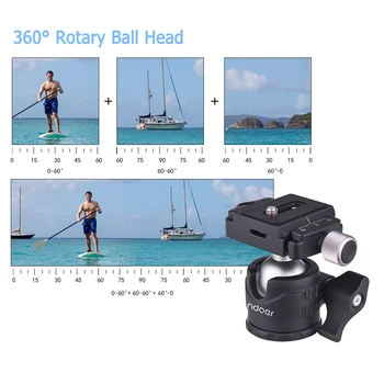 Andoer Mini Mesa de la Bola de la Cabeza 360 Grados Trípode de Video Slr de Montaje con Placa de Liberación Rápida de la Burbuja de Nivel para Canon Nikon Sony