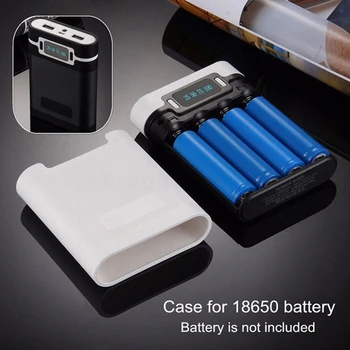 DIY 4 x 18650 Batería Portátil del Banco del Poder de Anti-slip Shell Cuadro 2 USB Salida y la Pantalla LCD Sin Batería