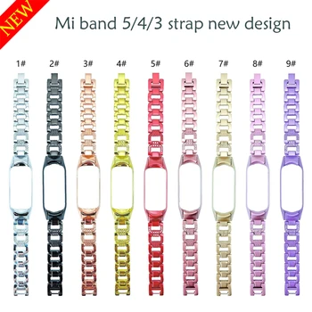 Correas de relojes para Xiaomi Mi Band 5 4 3 Correa de Metal recubierta de Diamantes, pulseras Accesorios para mi banda de 3/4/5 Pulsera Nuevo Diseño