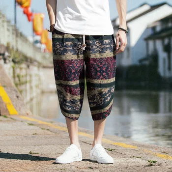 2019 Verano Becerro de Longitud Sueltos Pantalones Casuales Hombres Japoneses Streetwear Corredores de los Hombres Pantalones de Hip Hop pantalones de Chándal, Pantalones Masculinos 4XL 5XL