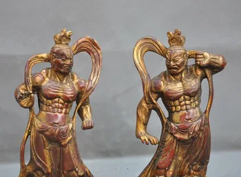 De la boda decoración de China Fane de Bronce Dorado de la Puerta de Dios, la deidad de Deva reyes Heng Ha Dos de guerrero Estatua Par