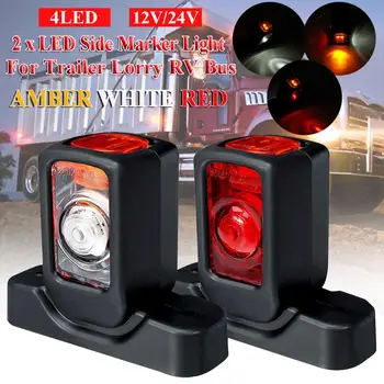 2pcs 12/24V del Camión LED de posición Laterales de Luz Triple Ámbar Blanco Rojo Indicador de luces Para Remolque, Camión, RV Autobús