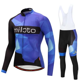 MILOTO Hombre 2020 Primavera del Equipo pro de manga Larga Camisetas de Ciclismo+Bib pantalón de traje de Otoño de ciclistas de Montaña de Ropa de Moto de carreras de equipo