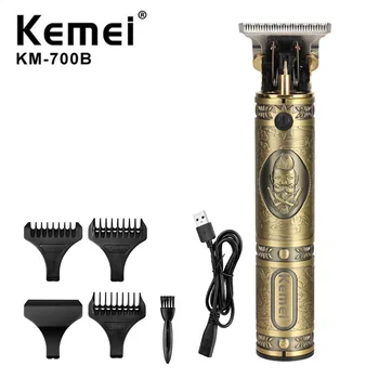 Kemei USB recargable de cerámica Trimmer de peluquería Hair Clipper Máquina de corte de pelo de la Barba Trimmer de Pelo para Hombres corte de cabello Estilo de la herramienta
