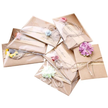 50packs/lote Precioso DIY Flores Secas Especialmente para ti Mini tarjeta hecha a Mano de Feliz Cumpleaños, Feliz Navidad Tarjeta de Regalos mayoristas