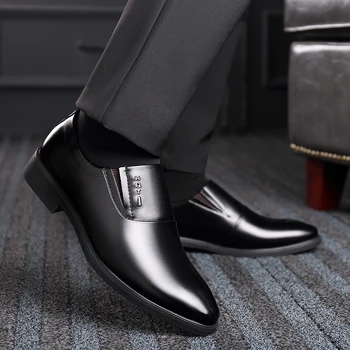 Casual Inglaterra Cuatro Temporadas Zapatos De Cuero Para Hombre Zapatos De Vestir Cómodos Formal De Oxford, Zapatos De Cuero De Los Hombres De Negocios Flats %029