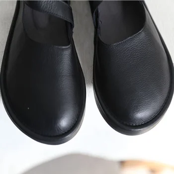 Careaymade-Primavera Nueva Versión coreana de la Vendimia de las Mujeres los Zapatos,los Pisos de la Dermis Superficial Boca Complemento Manual Literaria Zapatos de Mujer
