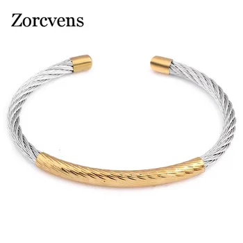 Modyle de Oro de Plata de Color de cable de acero inoxidable de malla de las Pulseras de la pulsera de cadena brazaletes para las mujeres