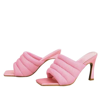 Eilyken 2021 Nueva Mujer Elegante Vestido De Fiesta Zapatos De Moda De Malla Transpirable De Pies Cuadrados De Las Señoras Zapatillas Sandalias De Finos Zapatos De Tacón Alto