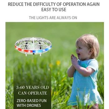 USB Recargable de Vuelo de Helicóptero de Juguete OVNI Piscina al aire libre, Mini Luz LED de Regalo de Educación Temprana de Control de la Mano de los Niños de los Adultos RC Drone