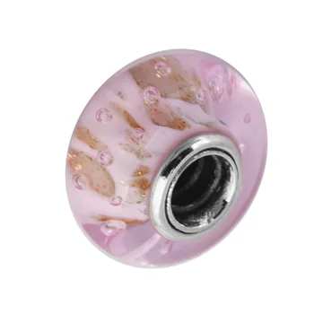 Auténtica Plata de ley 925 Purpurina Rosa de Cristal de Murano del Encanto Encaja Pulsera Pandora BRICOLAJE Perlas para la Joyería kralen Mayorista