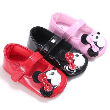 Disney Nuevos Zapatos de Bebé de la Princesa de Niña Zapatos de dibujos animados de Minnie mouse de Cuero de la PU del Recién nacido Primero Caminantes Niño Zapatos Para Niñas