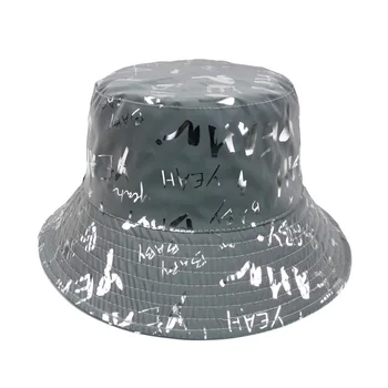 La moda de Letra de Impresión Luminosa Sombrero de Cubo Reflectante de Pescadores Cap 3D Luminoso de la Etapa de Rendimiento Sombrero de Cubo de Graffiti Sombrero Fisherma