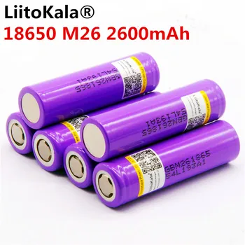 2 pcs/lot original LiitoKala para LG M26 18650 2600mah 10A 18650 li-ion recargable de la energía de la batería seguro de la batería de ecig/sco