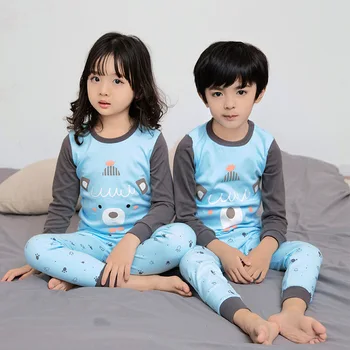 Los Niños de la historieta Conjuntos de Pijamas de Algodón Niños ropa de dormir Traje de Otoño Invierno de las Niñas Pijamas de Manga Larga Tops+Pantalones 2pcs Ropa para Niños y niñas