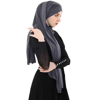 2019 mujeres musulmanas jersey instand hiyab malasia turco de la moda lista para usar hiyab Islámico underscarf musulmán pañuelo en la cabeza