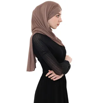 2019 mujeres musulmanas jersey instand hiyab malasia turco de la moda lista para usar hiyab Islámico underscarf musulmán pañuelo en la cabeza