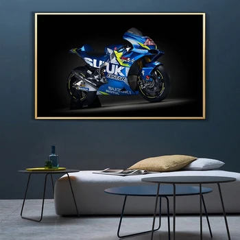El estilo moderno color Azul Super Motocicleta Carteles y Grabados, Pinturas en Lienzo de Arte de Pared de Fotos para Vivir Decoración de la Habitación (Sin Marco)