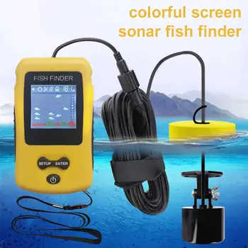 Portátil de Sonar Allarme de Pesca en Kayak Localizador de Peces de Profundidad Buscador de Pesca con Transductor Sonar y Pantalla LCD