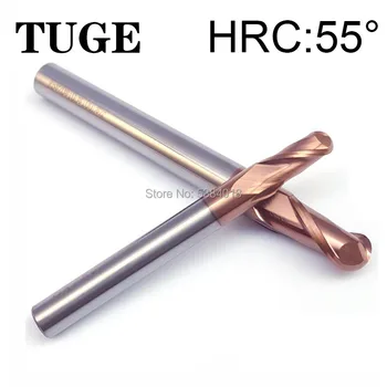 TUGE HRC55 2 Flauta de Acero de Tungsteno de Fresa de Metal de Aleación de Herramientas de Fresado de Bola Molino de Extremo de la Nariz De Metal Cortador de Carburo de Fresado c