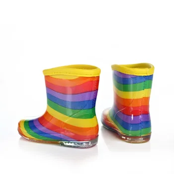 Los Niños De La Lluvia Chicos Chicas Jalea Zapatos Botas De Niño De 2019 Primavera Otoño De La Moda De Goma Botas Para La Lluvia Arco Iris De Colores De Arranque
