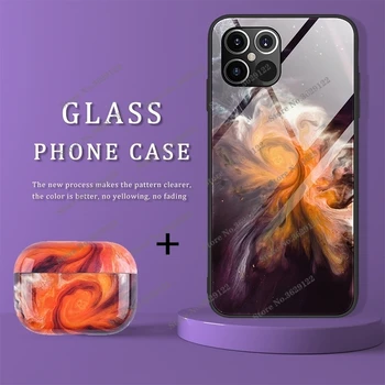 De Mármol de lujo de Cristal de la caja del Teléfono Para el iPhone 11 12 mini Pro Max XS X XR 7 8 6 6S Plus SE 2020 a prueba de Golpes Caso de la Cubierta Para Airpods 1/2
