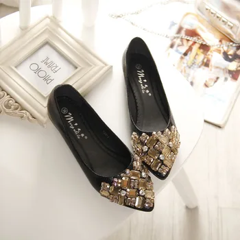 2020 Pisos Zapatos de las Mujeres de Ballet de la Princesa de los Zapatos Ocasionales De Barco de Cristal de diamante de imitación Zapatos de las Mujeres Pisos MÁS el Tamaño de 34-43