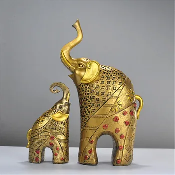 Moderno Abstracto Negro Elefante Estatua de Resina de Adornos de Decoración del Hogar accesorios de Regalo Geométrica de la Resina de Elefante de Oro de la Escultura