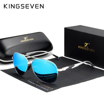 3PCS Combinado Venta KINGSEVEN Diseño de la Marca de Gafas de sol de los Hombres Gris Polarizado Lentes de Espejo Protección UV Oculos De Sol
