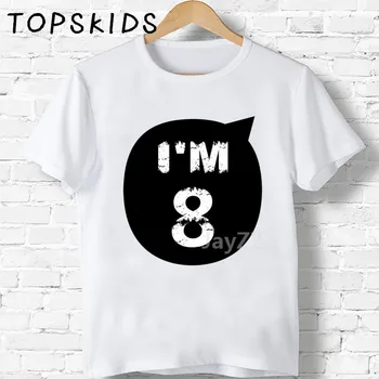 2019 Niños Cumpleaños Feliz ESTOY 1-10 Años Número de Impresión camisetas de Niños y Niñas Divertido Presente Bebé Tops de Verano para Niños Camiseta