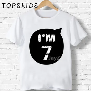 2019 Niños Cumpleaños Feliz ESTOY 1-10 Años Número de Impresión camisetas de Niños y Niñas Divertido Presente Bebé Tops de Verano para Niños Camiseta