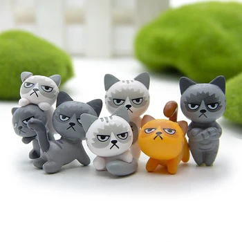 Angry Cat Figuras De Acción Infeliz Kitty Pequeña Estatua Mini Estatuilla De Artesanías Ornamento De Miniaturas, Jugar Coche De La Casa De Decoración
