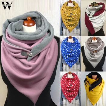 El invierno de la bufanda de las Mujeres Cálidas Bufandas de color Rosa Botón Imprimir Suave Envoltura Casual Chales 2020 las Mujeres de Malasia de Algodón Térmico Bufanda pashmina