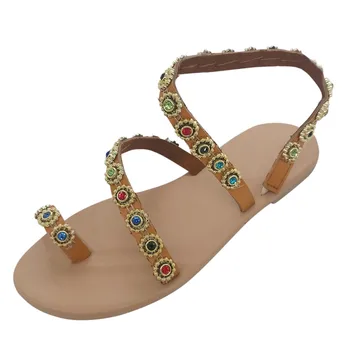 Verano de las Mujeres sandalias de colores de diamantes de zapatos de dedo del pie plano suave sandalias cómodas zapatillas de Damas casual sandalias de moda Bombas