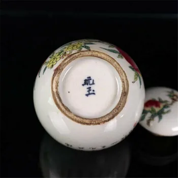 Chino de porcelana antigua Pastel Fushou Melocotón Patrón Orbe Altar de Almacenamiento de la olla