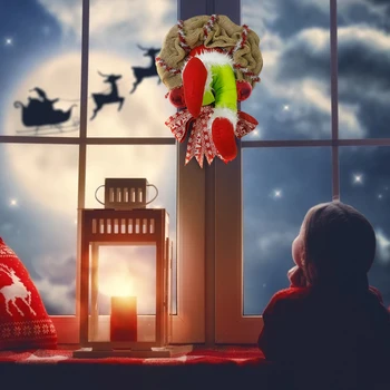 La navidad Ladrón Robó la Navidad de Arpillera Corona de Navidad Decoración Exquisita Santa Claus Corona para la Sala de estar de la Pared de la Ventana