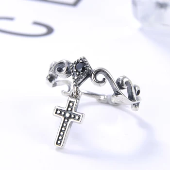 De estilo gótico nueva ley 925 anillo de plata anillo de piedras cruz colgante de diseño sólido anillo de plata chica popular de la joyería del envío libre