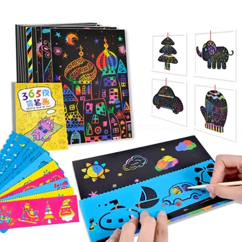 Pequeño y Gran tamaño de Dos-en-uno Magia Color de BRICOLAJE Cero Papel de Arte para Colorear Tarjetas de Raspar el Dibujo de Juguetes para los niños de los Niños