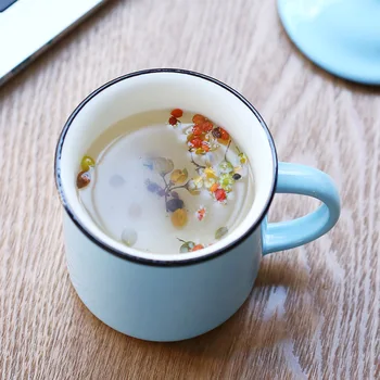 400 ml de estilo Chino de la vendimia del esmalte Taza con tapa de cerámica taza de café tazas de té con leche en casa de imitación antigua enjuague bucal de taza de agua